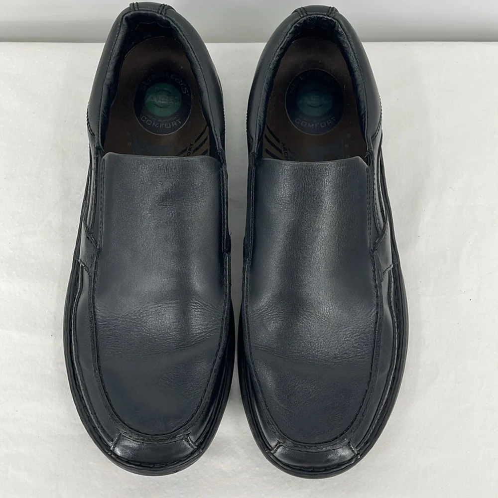 STREET CARS SIZE 14 Men's Black Leather Slip-On Shoes